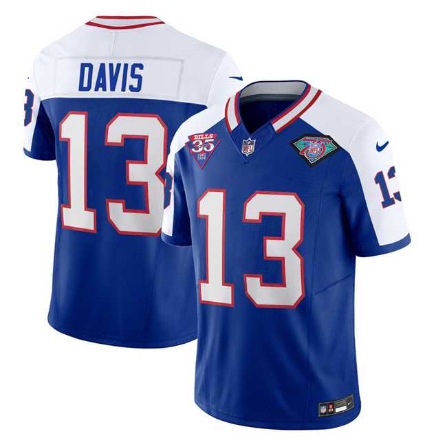 Men & Women & Youth Buffalo Bills #13 Gabe Davis Blue White 2023 F.U.S.E. 75th Anniversary Throwback Vapor Untouchable Limited Football Stitched Jersey->buffalo bills->NFL Jersey